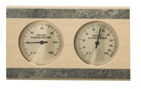 Teploměr s vlhkoměrem osikový s kamennou lištou